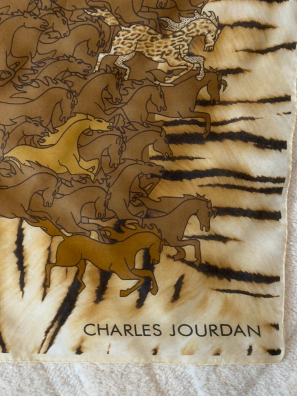 RARE CHARLES JOURDAN 54” Giant Silk Shawl Wrap – Equestrian